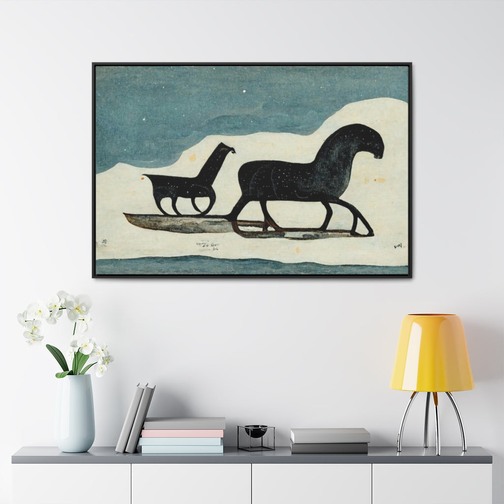 Far North Style Horses Framed Canvas