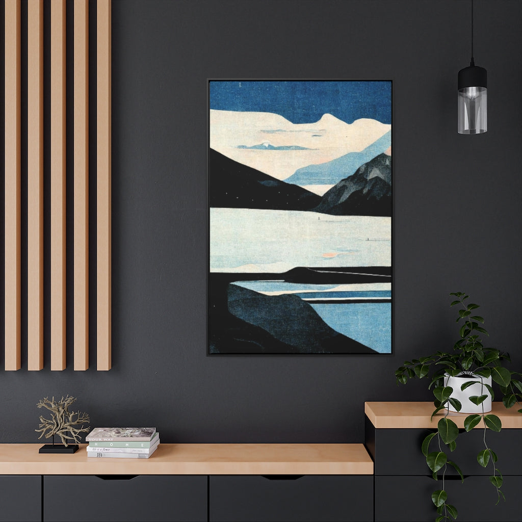 Mountains, Sky, and Sea Framed Canvas