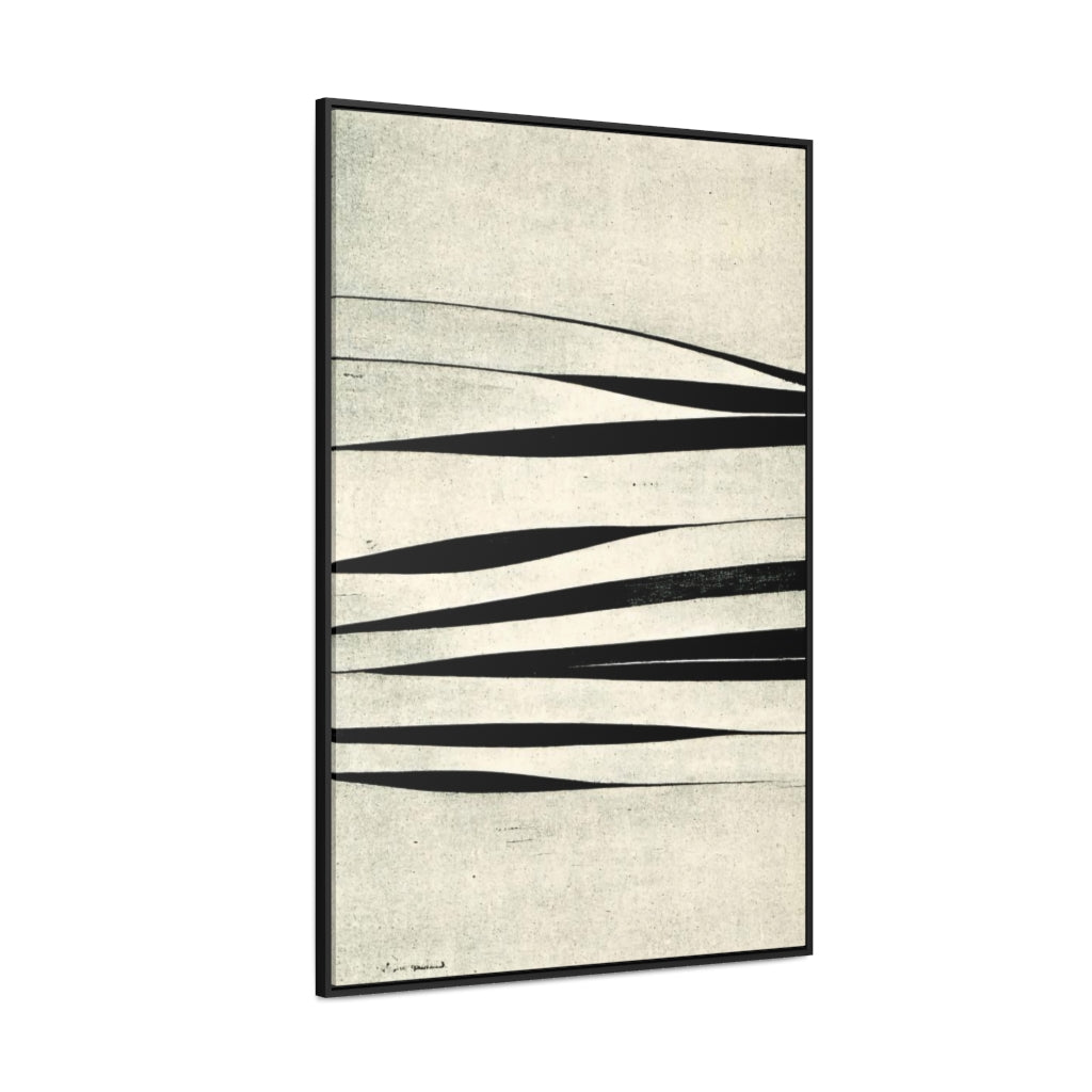 Off-White and Black Stripes Abstract - Framed Canvas