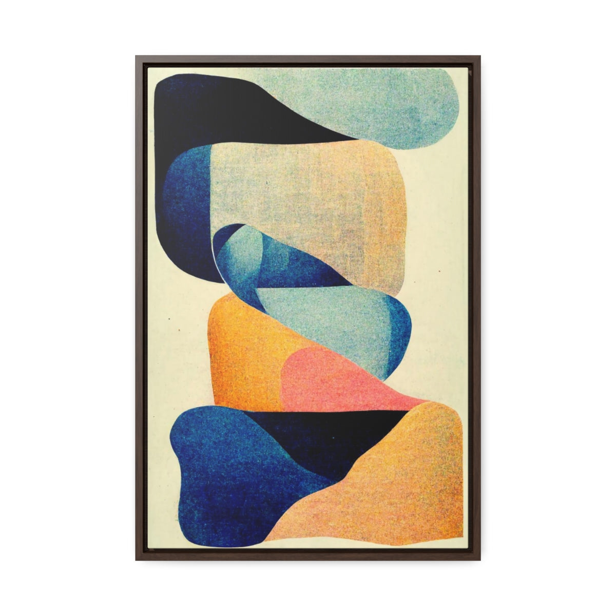 Orange and Blue Retro Abstract Framed Canvas