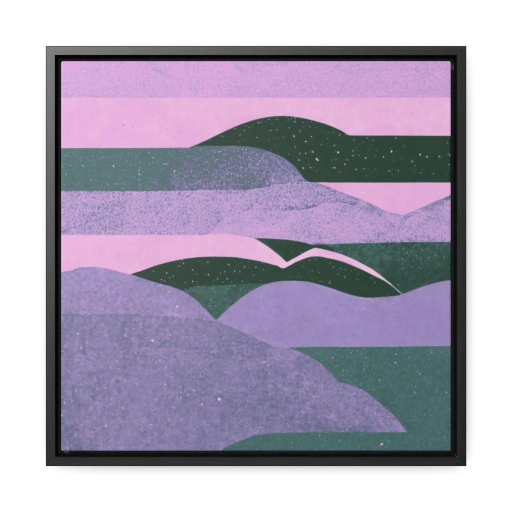 Purple Evening Clouds and Hills Abstract Framed Canvas