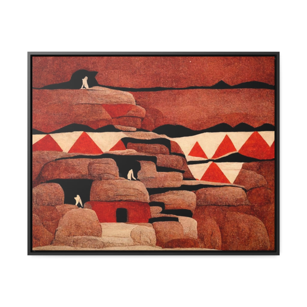 Red Cliff Dwellings and Triangles Framed Canvas