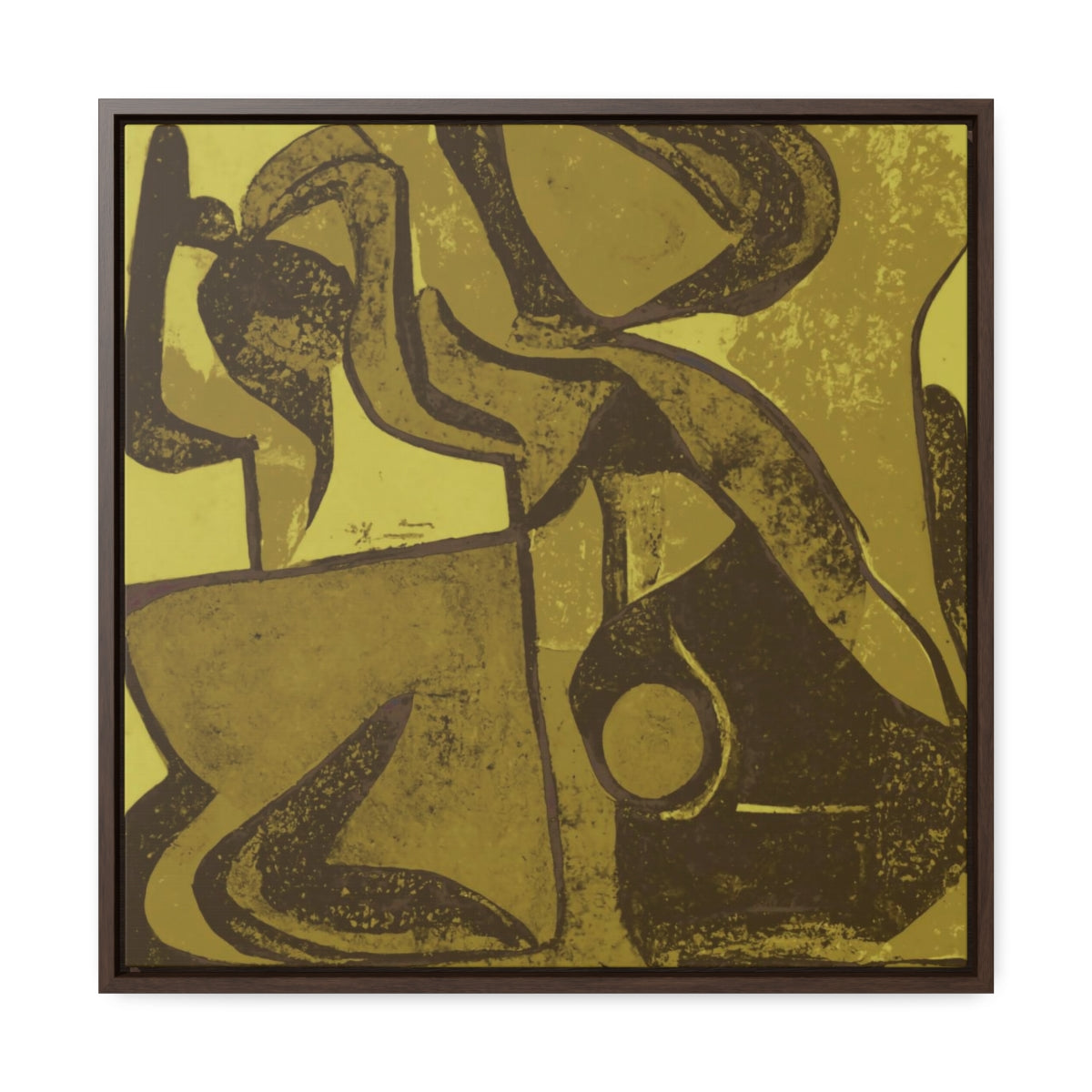 Yellow and Brown Abstract Framed Canvas