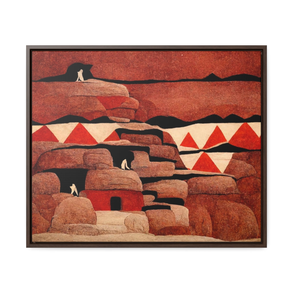 Red Cliff Dwellings and Triangles Framed Canvas