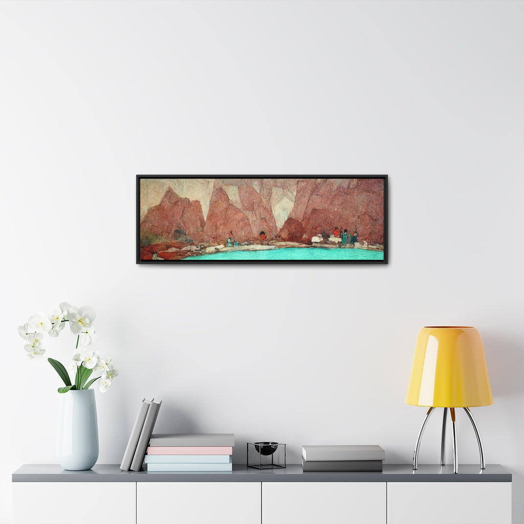 Red Cliffs and Swimming Hole - Panoramic Framed Canvas