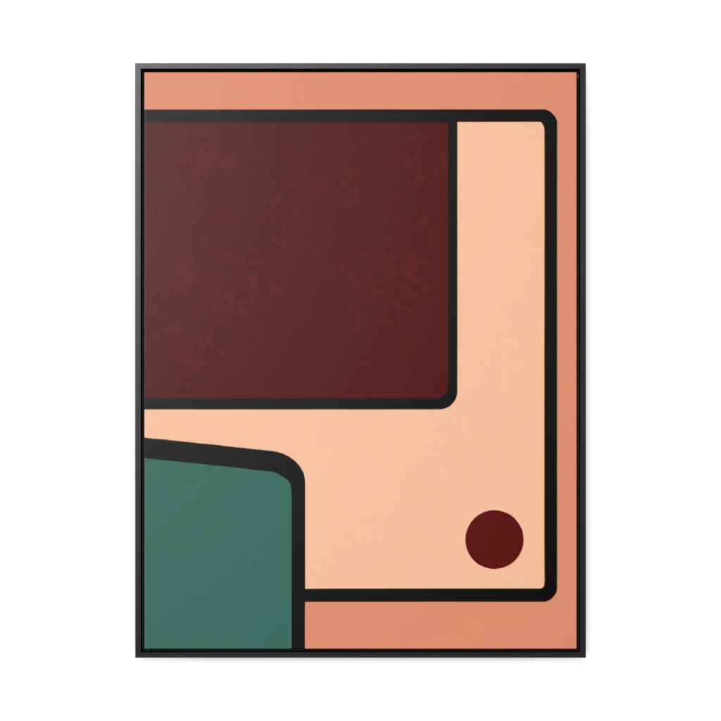 Midcentury Pink and Burgundy Abstract Framed Canvas