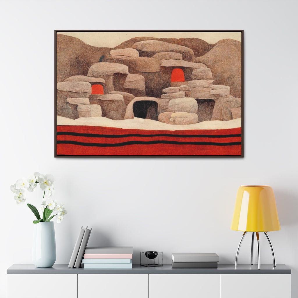 Cliff Dwelling in Red - Framed Canvas
