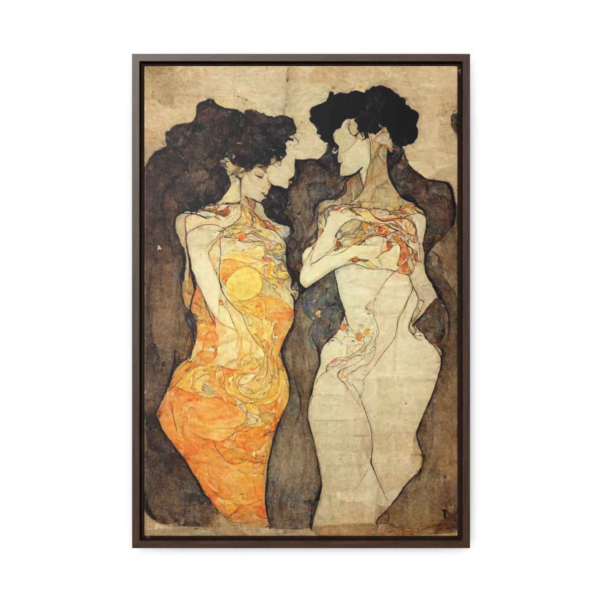Two Women Relaxing in the Sun Framed Canvas