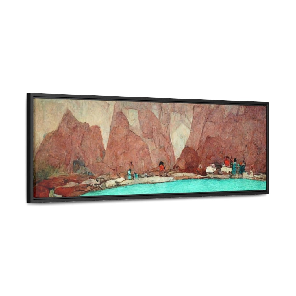 Red Cliffs and Swimming Hole - Panoramic Framed Canvas