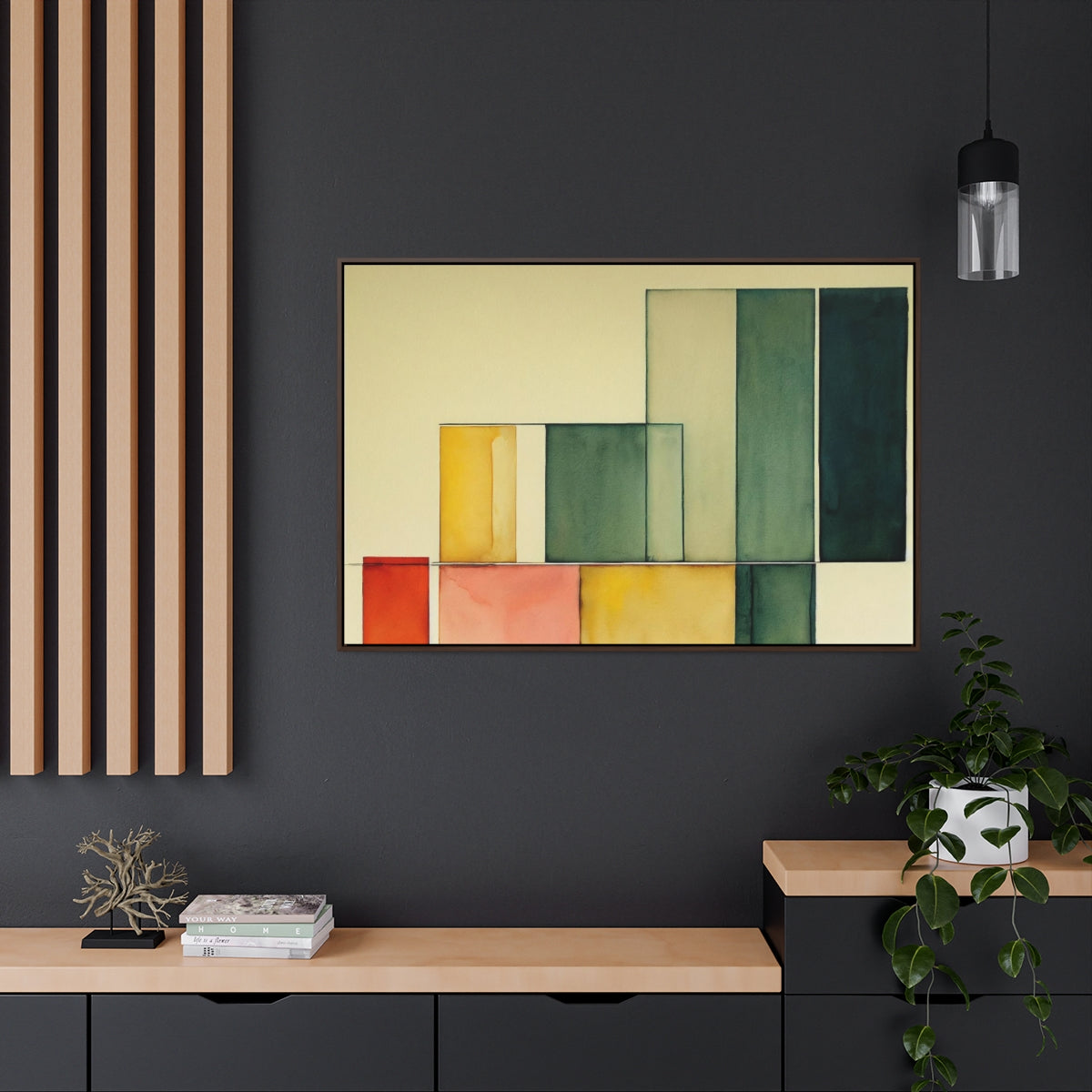 Basic Watercolors Retro Framed Canvas