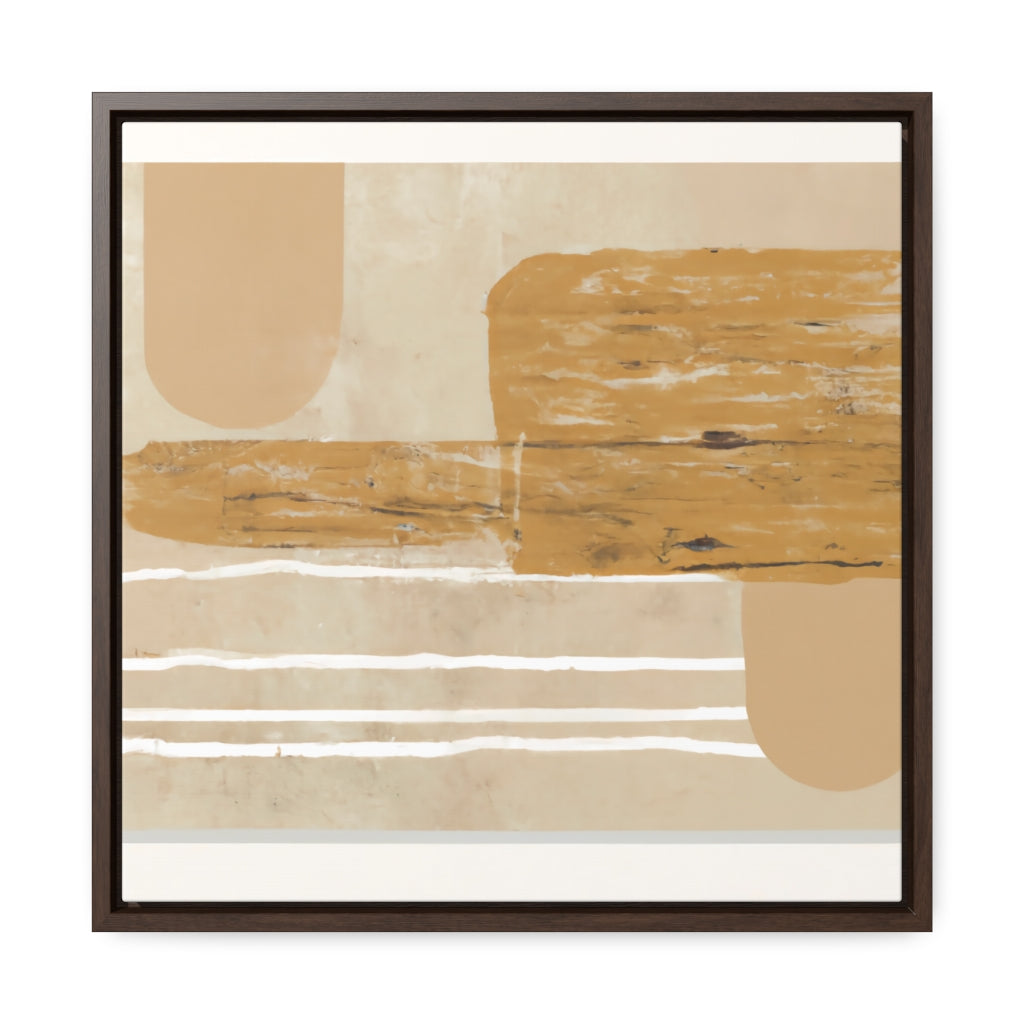 Beige and Brown Shapes Abstract Framed Canvas