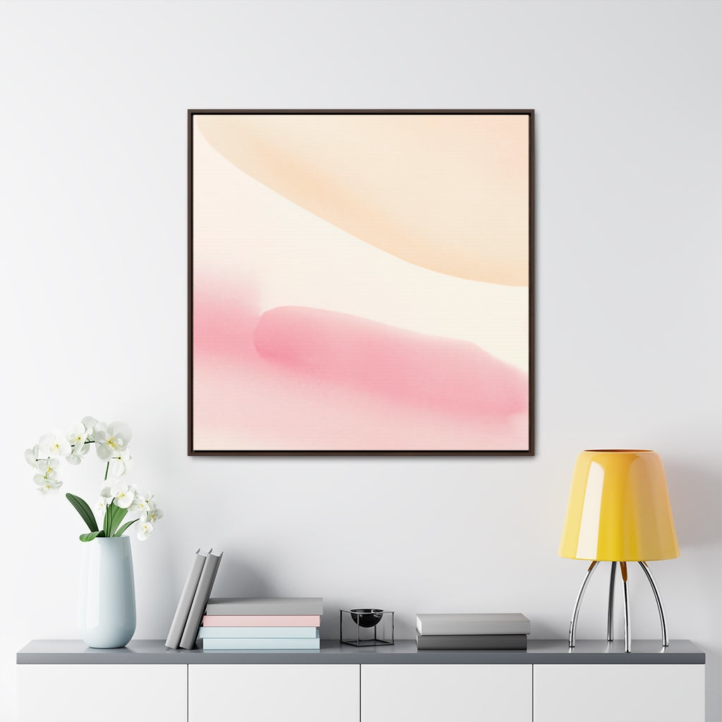 Pastel Peach Painted Watercolor Style Abstract Framed Canvas