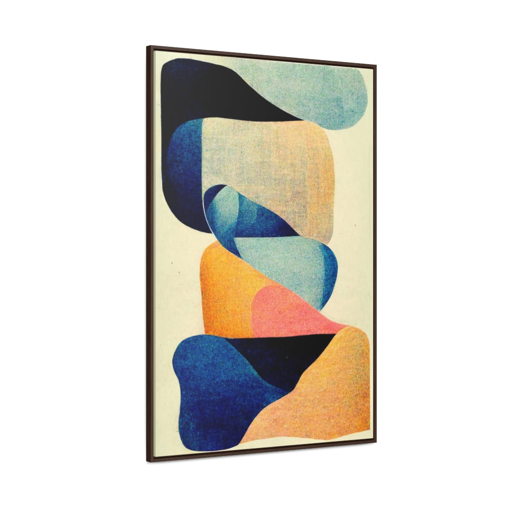 Orange and Blue Retro Abstract Framed Canvas
