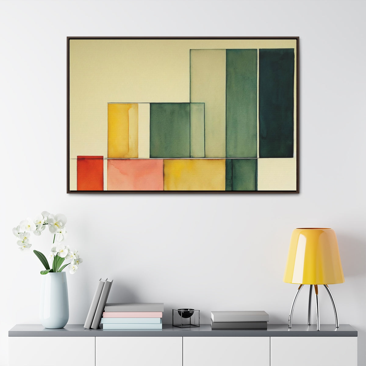 Basic Watercolors Retro Framed Canvas
