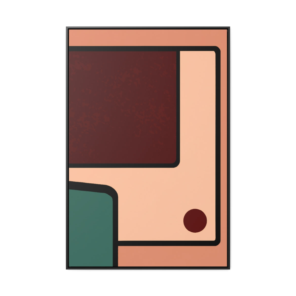 Midcentury Pink and Burgundy Abstract Framed Canvas