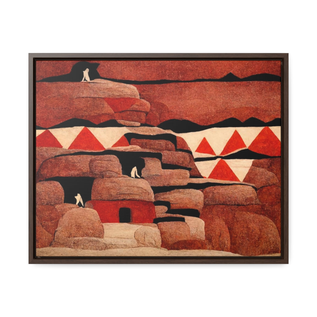 Red Cliff Dwellings and Triangles Framed Canvas