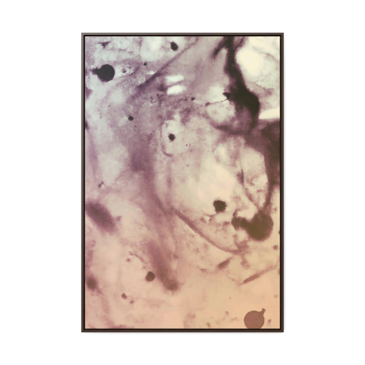 Peach and Purple Splatter Abstract Framed Canvas