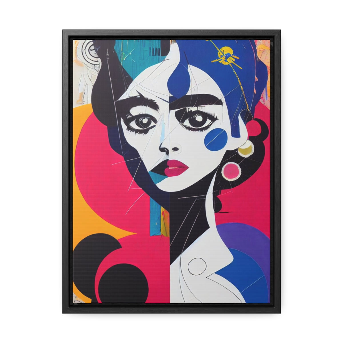 Big Eyes in Pink and Blue Framed Canvas