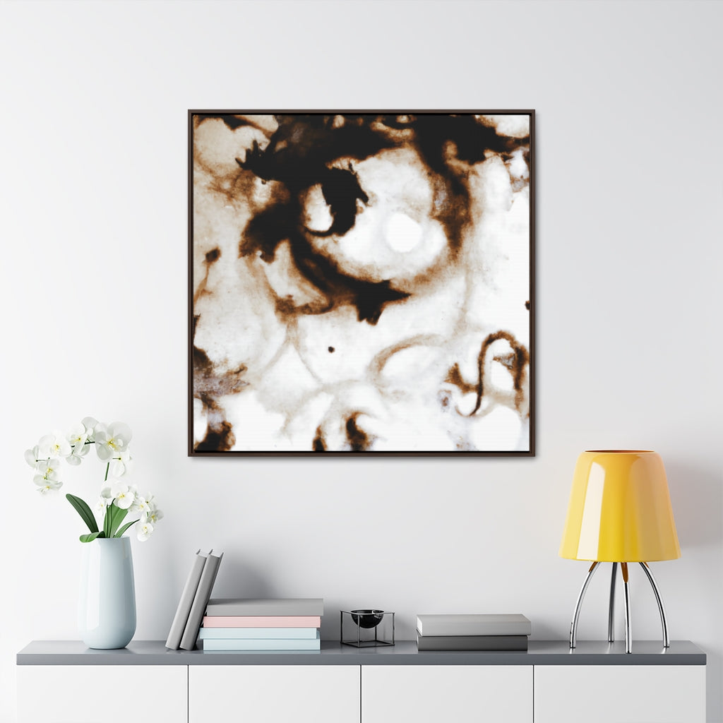 Darkened Bronze Alcohol Ink Abstract Framed Canvas