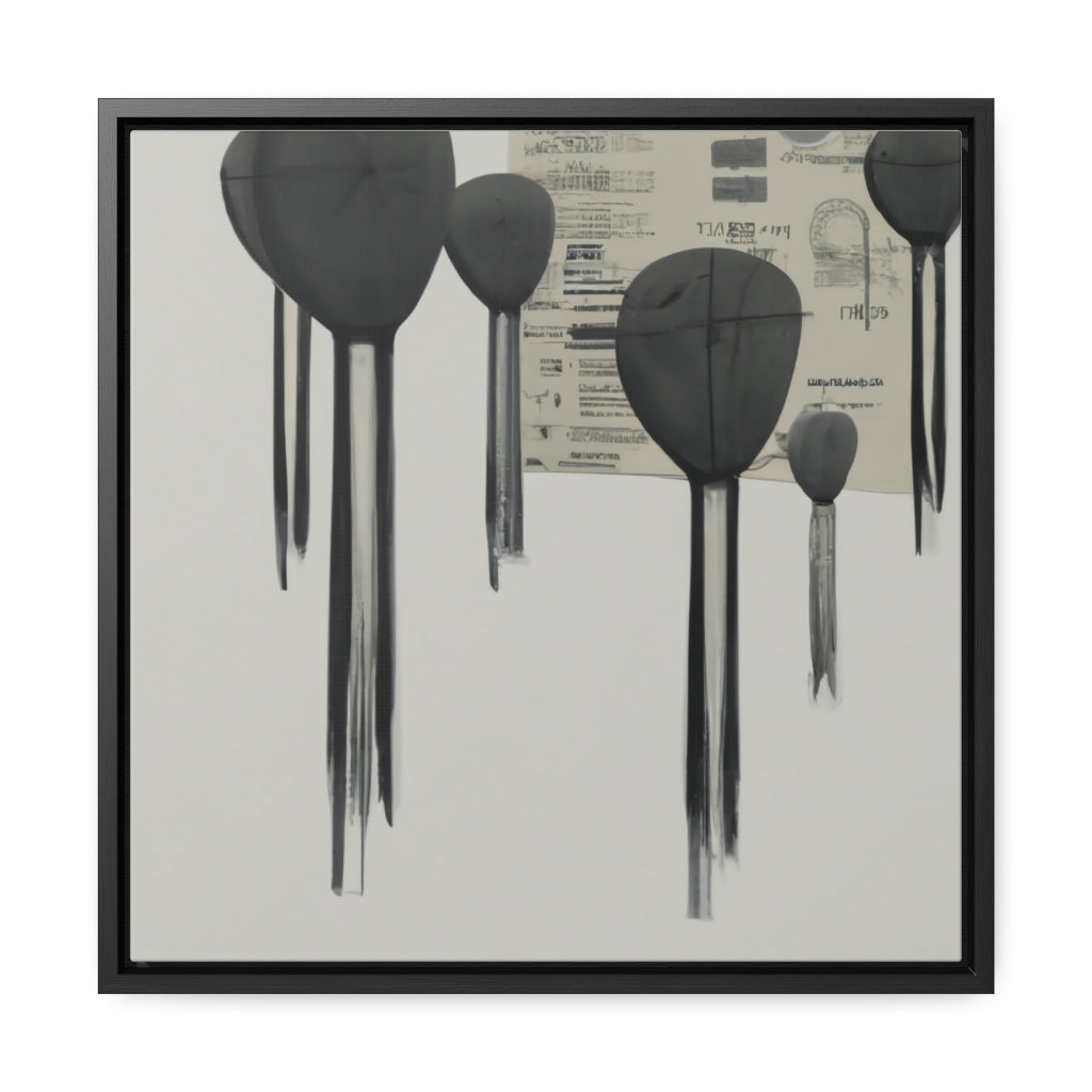 Grey Drips Abstract Framed Canvas
