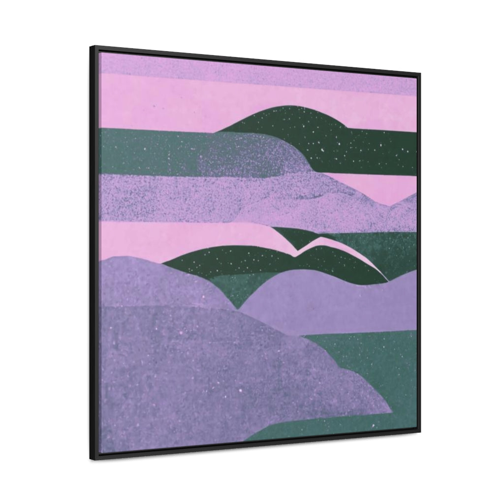 Purple Evening Clouds and Hills Abstract Framed Canvas