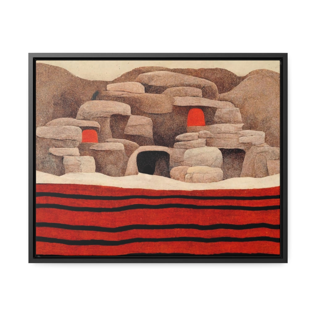 Cliff Dwelling in Red - Framed Canvas
