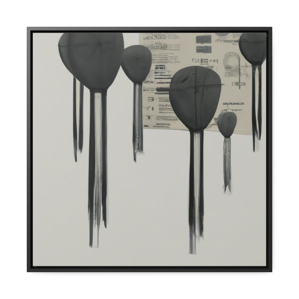 Grey Drips Abstract Framed Canvas