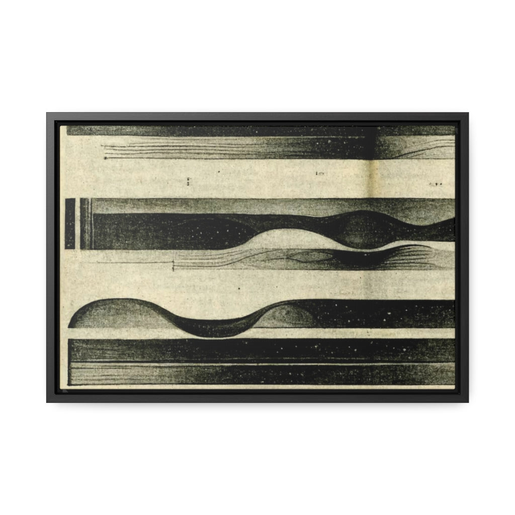Tan and Black Stripes Abstract Framed Canvas