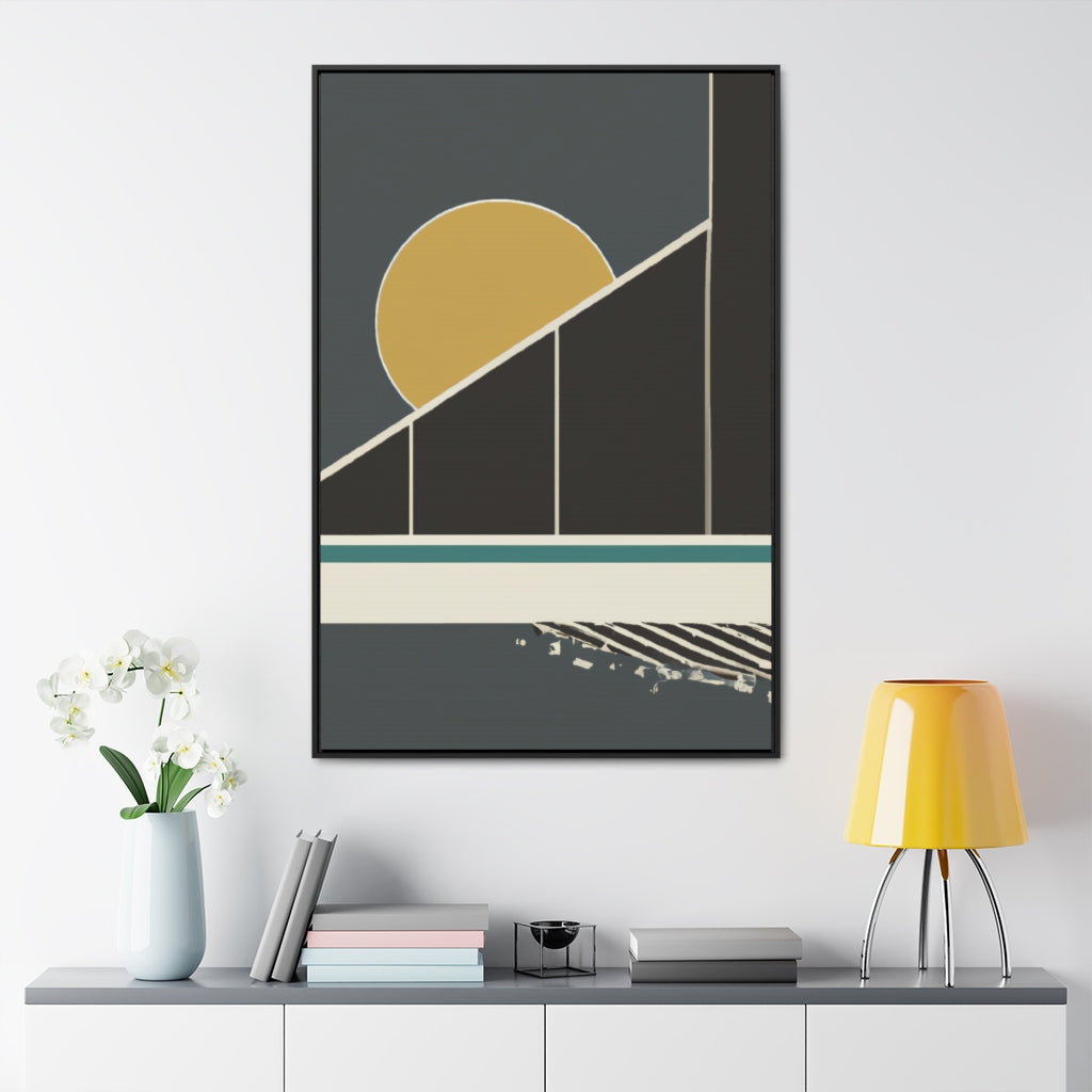 Sun Behind a Building Abstract Framed Canvas