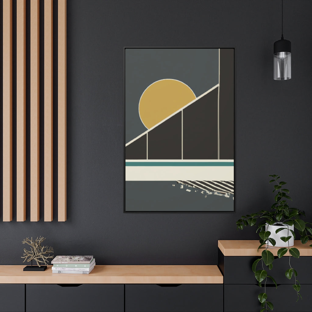 Sun Behind a Building Abstract Framed Canvas