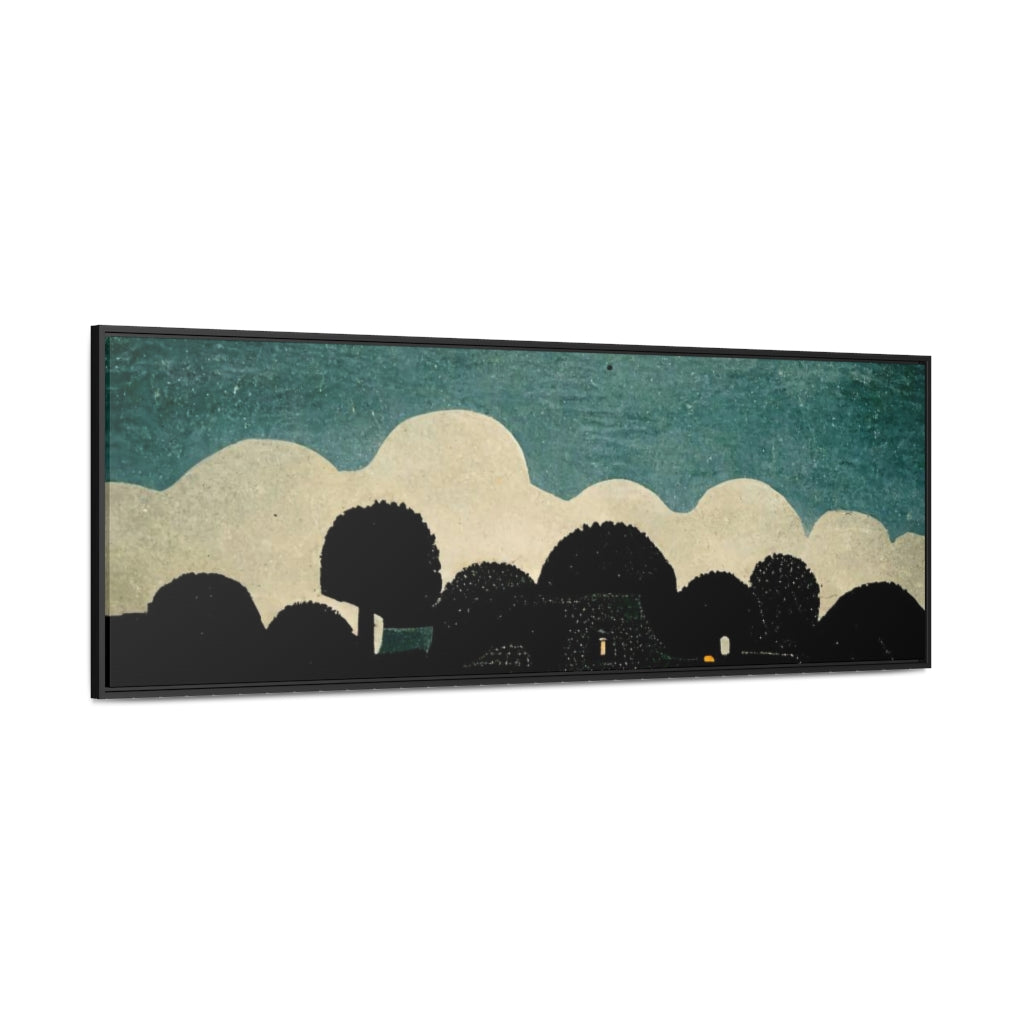 Black Trees and Blue Sky Panoramic Framed Canvas