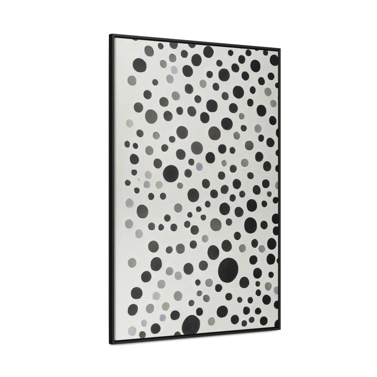 Black and Gray Dots Retro Abstract Framed Canvas