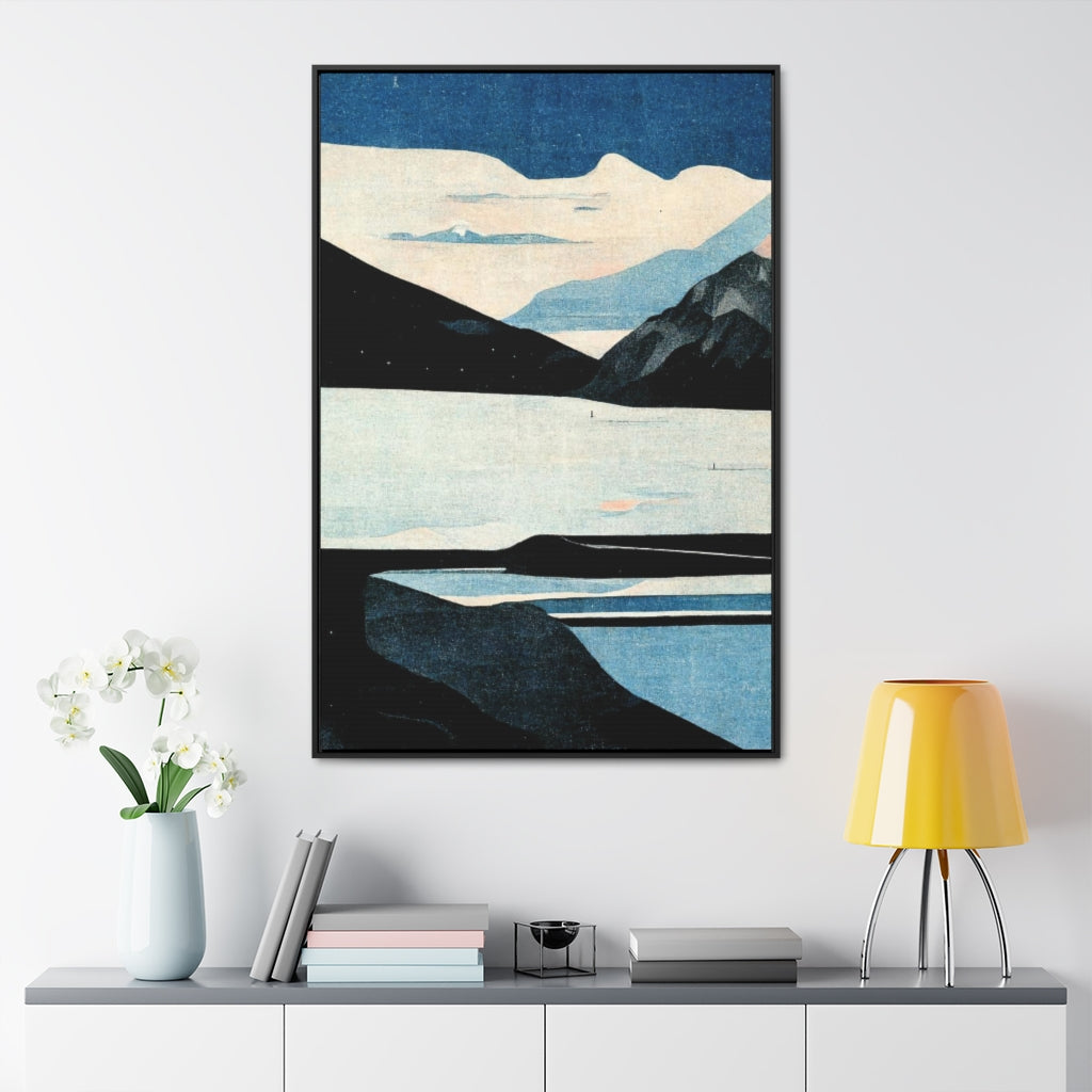 Mountains, Sky, and Sea Framed Canvas