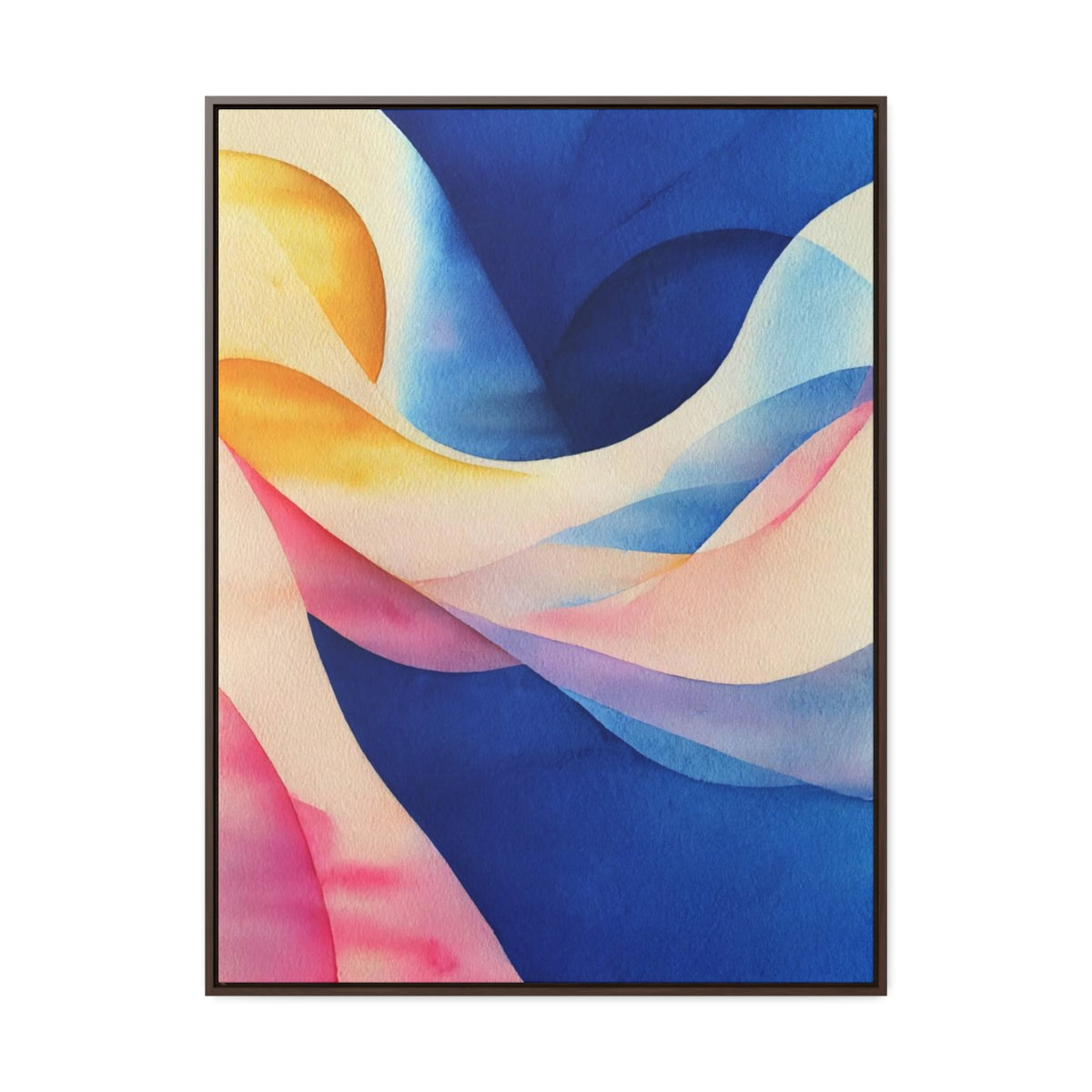 Blue and Pink Waves Abstract Framed Canvas