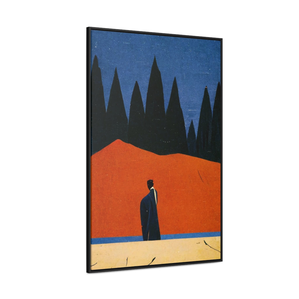Walking Figure in the Woods Framed Canvas