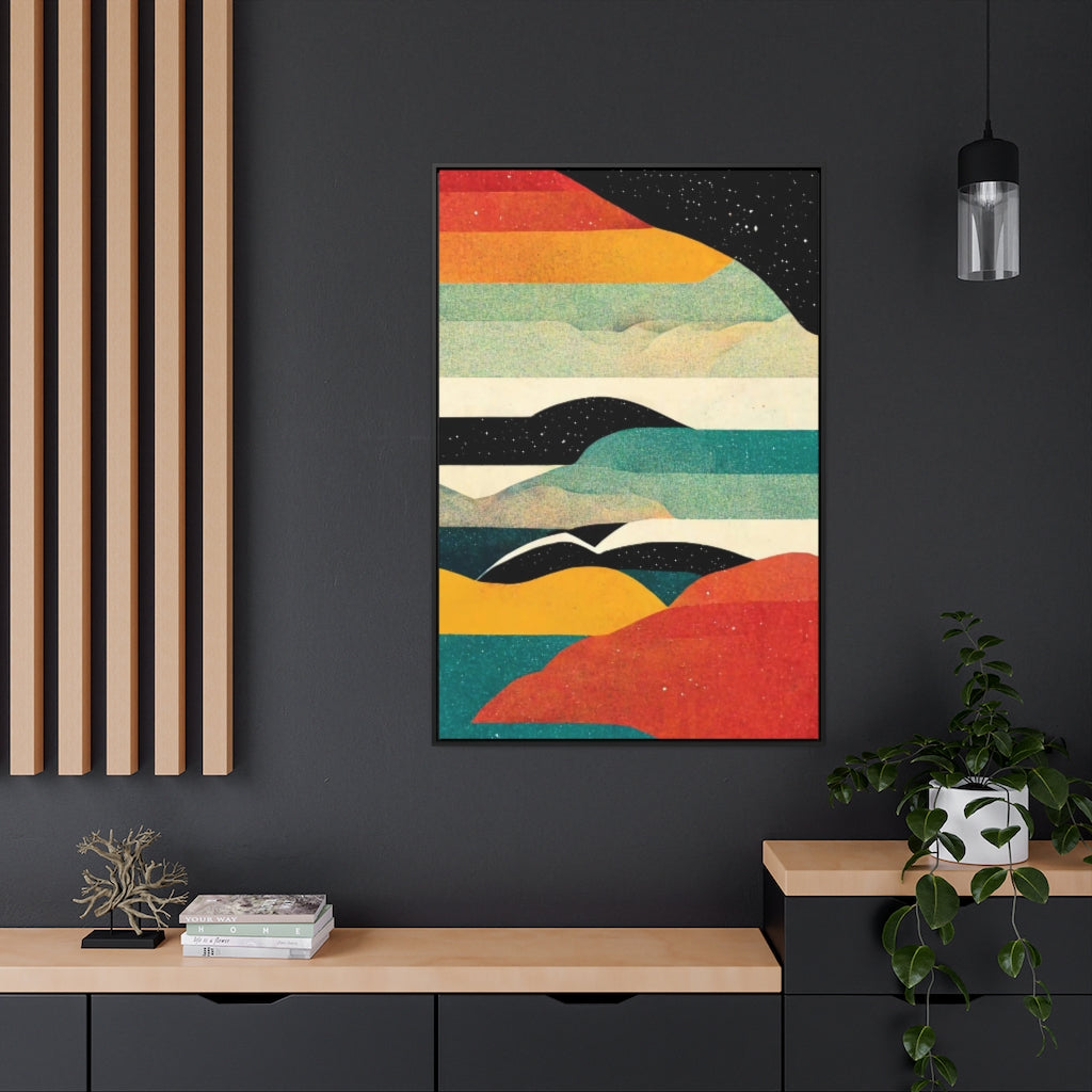Day, Night, and Clouds from a Plane Abstract Framed Canvas