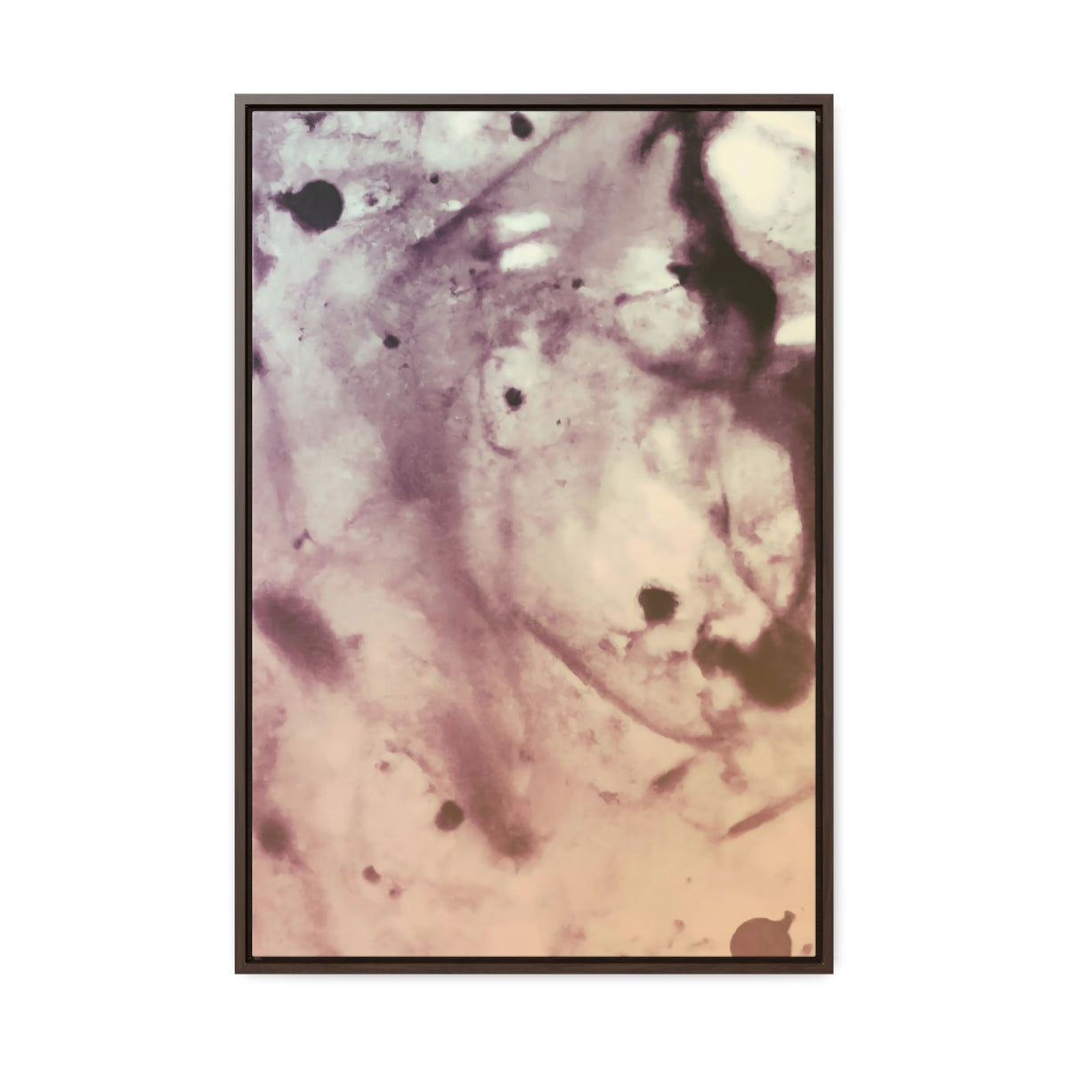 Peach and Purple Splatter Abstract Framed Canvas