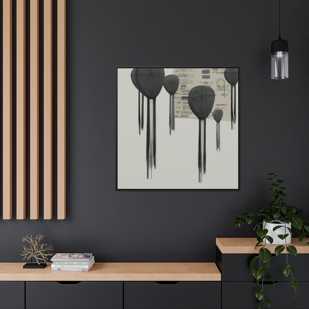 Grey Drips Abstract Framed Canvas
