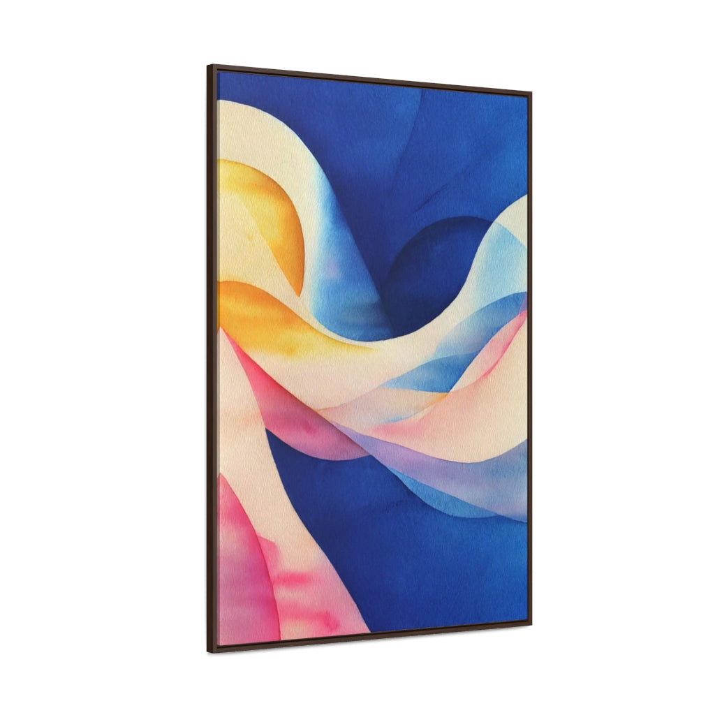 Blue and Pink Waves Abstract Framed Canvas