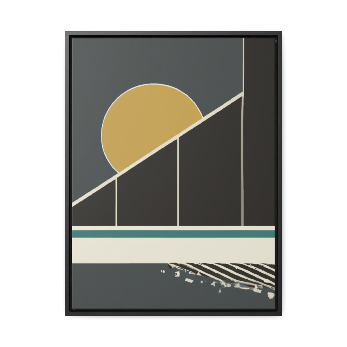 Sun Behind a Building Abstract Framed Canvas