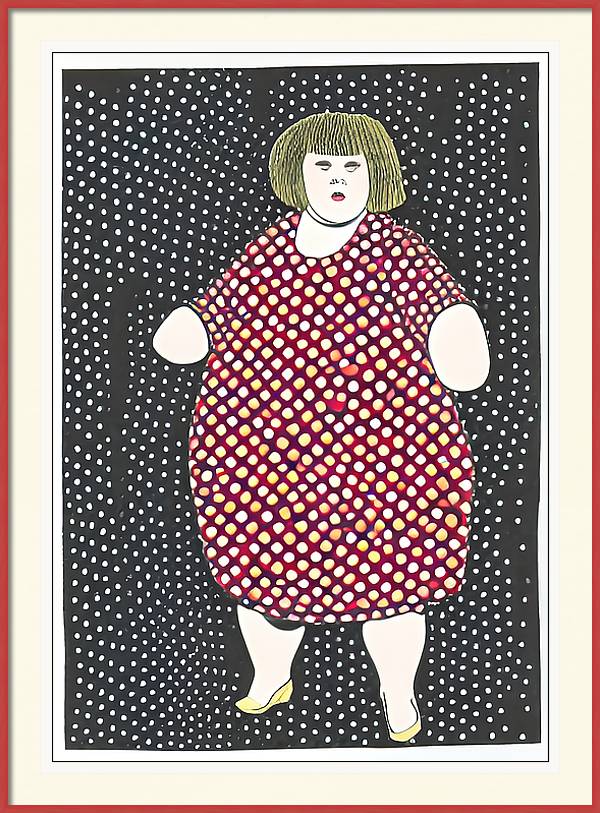 Woman in a Spotted Dress Framed and Mounted Print