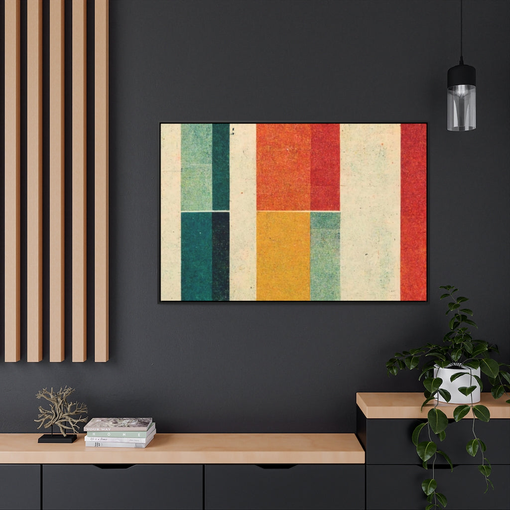 Colored Squares Retro Abstract Framed Canvas