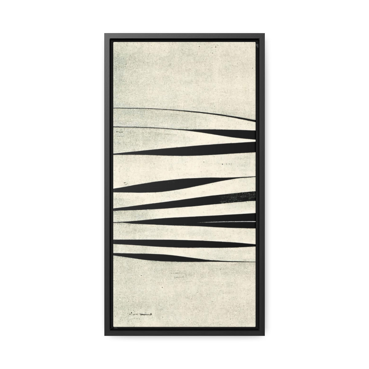 Off-White and Black Stripes Abstract - Framed Canvas