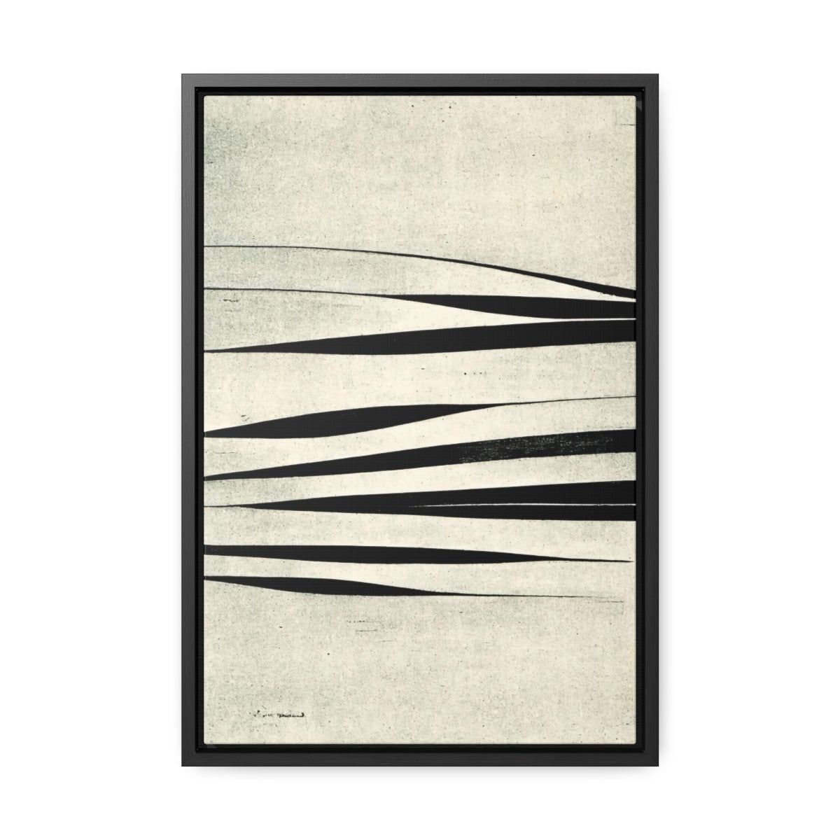 Off-White and Black Stripes Abstract - Framed Canvas