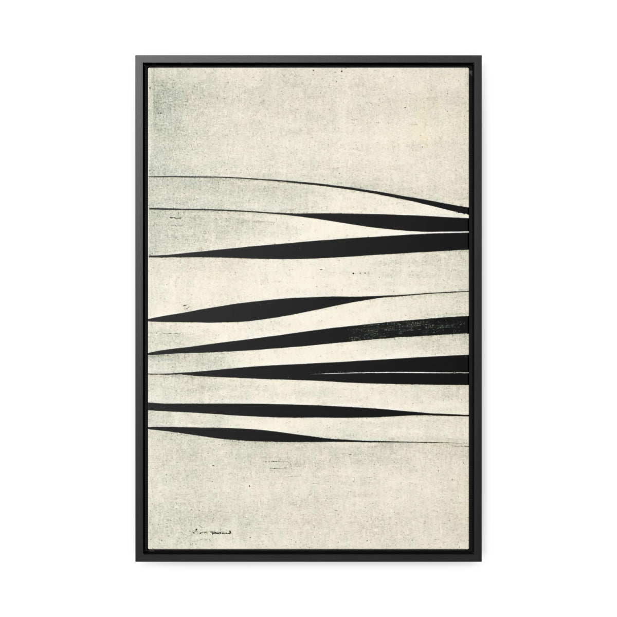 Off-White and Black Stripes Abstract - Framed Canvas