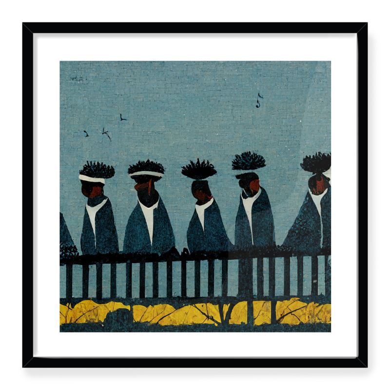 Men Along the Fence Framed Art Print