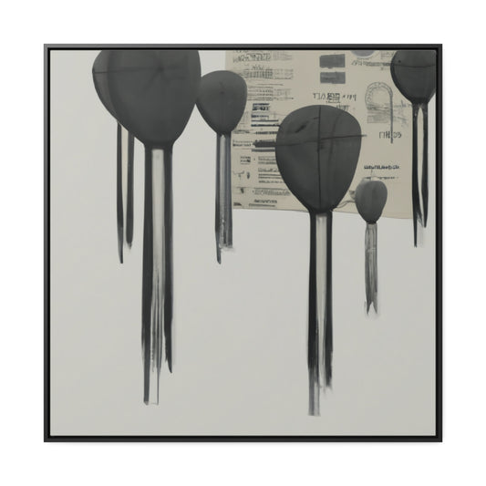 Grey Drips Abstract Framed Canvas