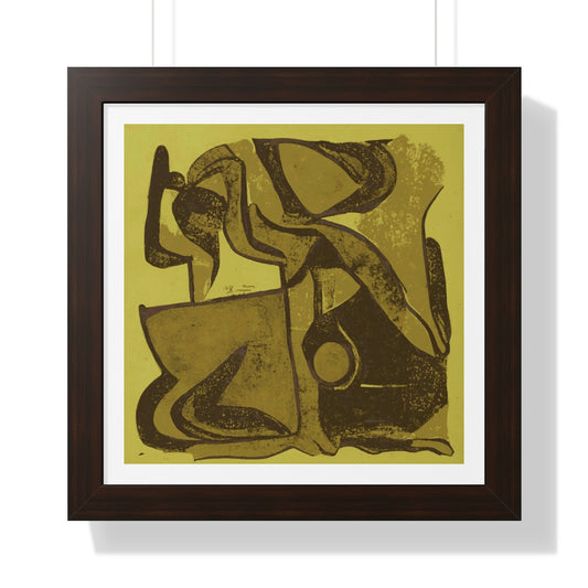 Yellow and Brown Abstract - Framed Art Print