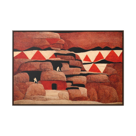 Red Cliff Dwellings and Triangles Framed Canvas