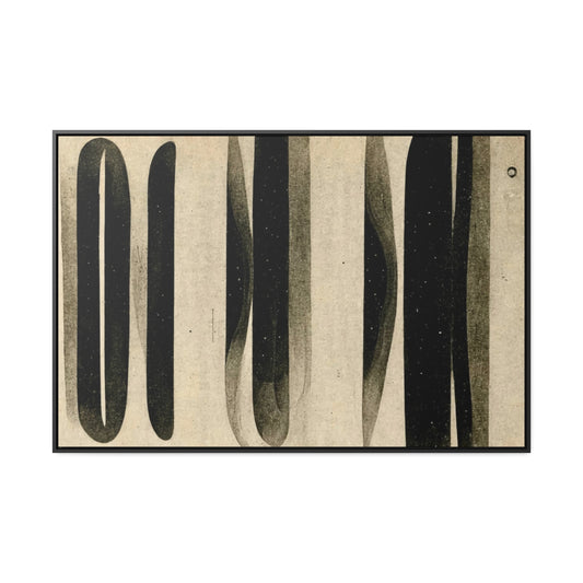 Black and Tan Retro Stripes Framed Canvas